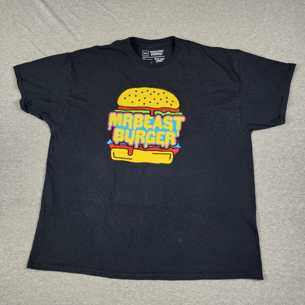 Mr. Beast Burger Shirt Black 2XL Double Sided Fast Food Official Merch YouTube